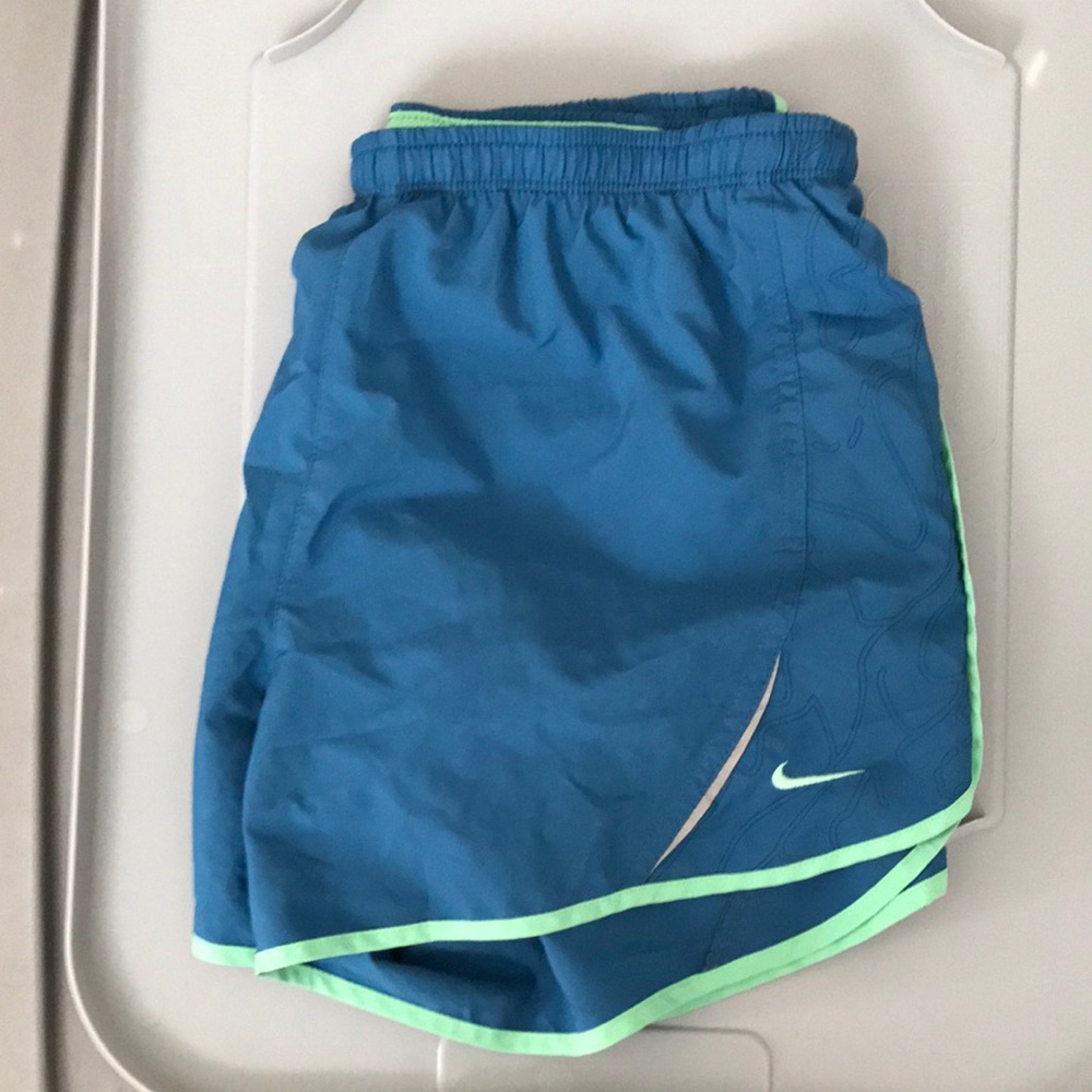 Nike Blue Tempo Shorts with Green Trim